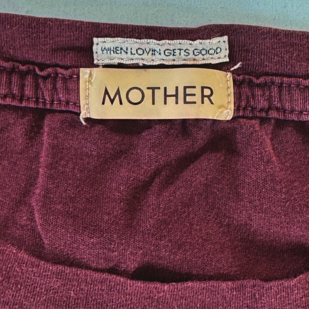 MOTHER The Boxy Goodie Goodie No Bad Days Tee Dahlia Burgundy Womens M - Picture 5 of 10